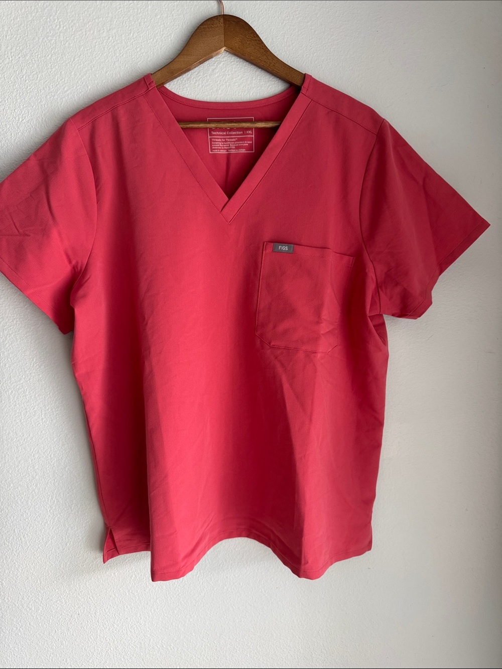 Figs Women's V-Neck Scrub Top in Coral